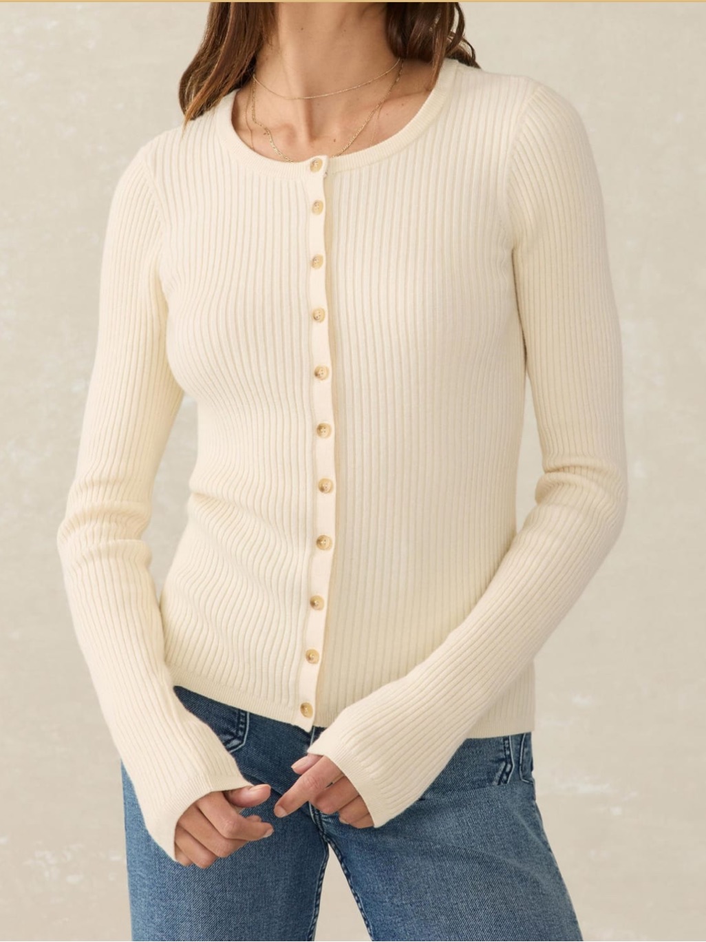 Faherty Stretch Cotton Cashmere Rib Cardigan In Whipped Cream Size S